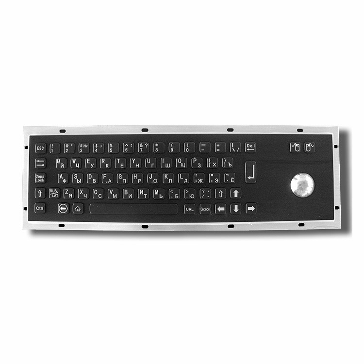 ট্র্যাকবল সহ কালো রঙের IP65 IK07 স্ব-সেবা কিয়স্ক স্টেইনলেস স্টীল কীবোর্ড